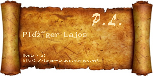 Pláger Lajos névjegykártya